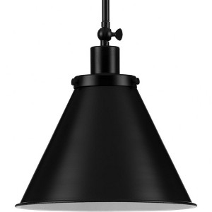 Progress Lighting Hinton 1-Light Pendant, Matte Black, Vintage Metal Shade - 1 of 4