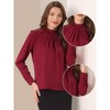Allegra K Women's Business Casual Stand Collar Chiffon Long Sleeve Blouse - 2 of 4