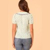 Allegra K Women's Floral 1950s Peter Pan Collar Button Down Tops - 3 of 4
