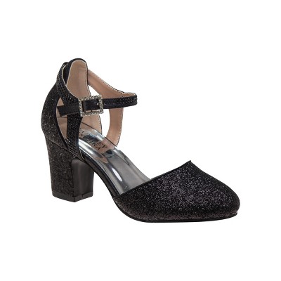 Badgley Mischka Girls Heel Dress Shoes with Bow Elegant Girls' Pumps, Low Heels, Flower Party, Wedding, Princess (Little Kids)