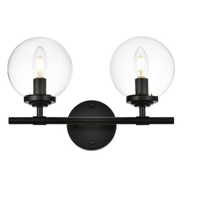 Elegant Lighting Ingrid 2 light Black and Clear Bath Sconce