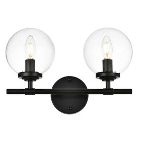 Elegant Lighting Ingrid 2 light Black and Clear Bath Sconce - 1 of 4
