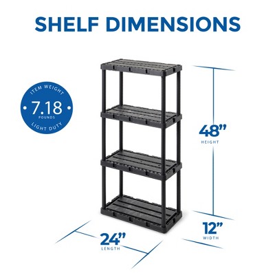 Versatile 24'' Black Plastic 4-Shelf Storage Organizer