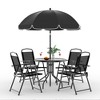 Patio Dining Set for 4 W/Umbrella, Outdoor Furniture Set W/4 Folding Dining Chairs, Outdoor Table Umbrella Set With Tempered Glass Top Dinings Table - 4 of 4