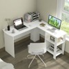 Tangkula Large L-shaped Computer Desk Modern Home Office Writing Desk Workstation with 2 Cable Holes & 2 Storage Shelves - 2 of 4