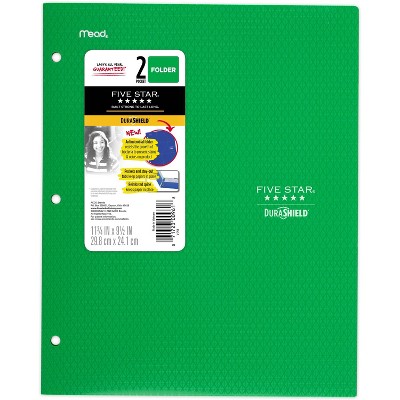 Anti-Microbial 2 Pocket Plastic Folder Electric Green - Five Star