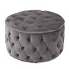 Modern Tufted Round Ottoman with Plush Velvet Upholstery for Living Room Seating -3irtyhousy - 3 of 4