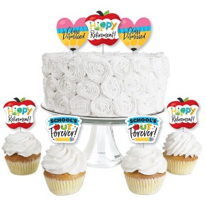 Big Dot of Happiness Teacher Retirement - Dessert Cupcake Toppers - Happy Retirement Party Clear Treat Picks - Set of 24 - 1 of 4