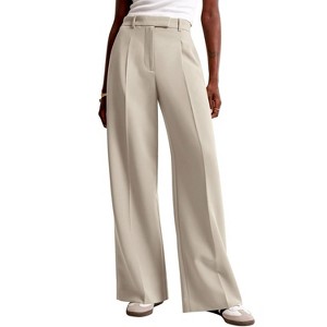Women Wide Leg Pants High Waisted Business Casual Work Trousers Dressy Pants with Pockets - 1 of 2