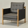 KINWELL Mid-Century Top-Grain Leather Accent Chair with Leather Strap Wrapped Arms - 2 of 4