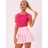 INSPIRE CHIC Women's Vintage Peter Pan Collar Puff Polka Dots Mesh Short Sleeve Blouse - 2 of 4
