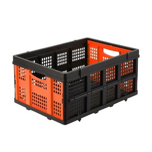 55 L Collapsible Plastic Crates, Heavy-Duty Folding Storage Bins with Handles, Interlocking Baskets for Home, Office, School, Garage - 1 of 4