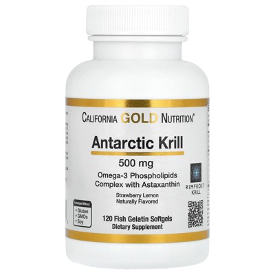 Antarctic Krill Oil, Ultra-High Omega-3 with Astaxanthin, Natural Strawberry & Lemon Flavor, Non GMO, Gluten Free, 500 mg, 120 Fish Gelatin Softgels