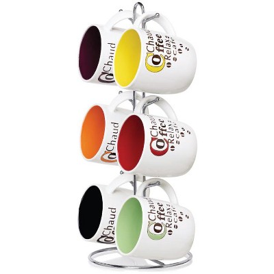 Home Basics 6 Piece Mug Set with Stand