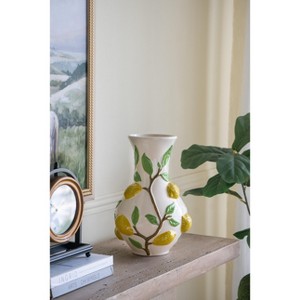 ORRD 8.7x8.7x15" White Ceramic Lidded Jar with Playful Lemon Design - 1 of 4