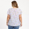 Women's Plus Size Floral Printed Lace Trim Notch Neck Ruffle Sleeve Summer Blouse - GRACE & GRANDEUR - 3 of 4