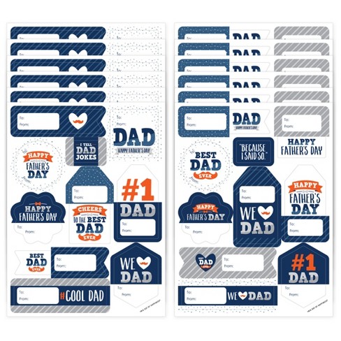 Big Dot of Happiness Happy Father's Day - Assorted We Love Dad Party Gift  Tag Labels - To and From Stickers - 12 Sheets - 120 Stickers