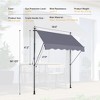 Racxily 118'' Manual Retractable Awning, Non-Screw Outdoor Sun Shade Cover with UV Protection, Canopy Adjustable Patio Door Window, Gary - 4 of 4
