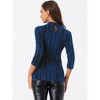 INSPIRE CHIC Women's Party Glitter 3/4 Sleeve Stand Up Neck Shiny Striped Metallic Blouse - 4 of 4