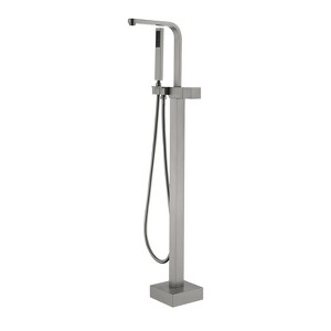 Cobbe Floor Mounted Bathtub Faucet with Swivel Spout Handheld Shower and 59-Inch Hose Brushed Nickel Standing Shower Faucet Set - 1 of 4