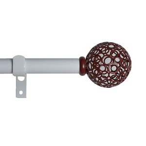 Urbanest Planet Ball Finial Curtain Drapery Rod Set, 3-4-inch Burgundy with White Rod 84"-120” - 1 of 4