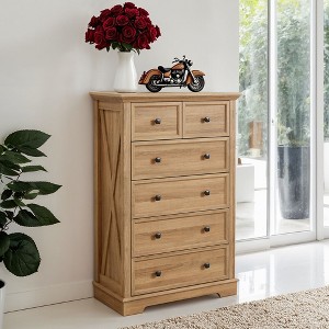VANIRROR 6-Drawer Storage Dresser, Farmhouse Bedroom Chest with Deep Drawers for Living Room, Hallway, Entryway - 1 of 4
