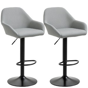 Aghana Digitals Black Adjustable Swivel Bar Stools with Back & Footrest, PU Leather Steel Base, Set - 1 of 4