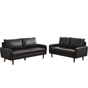 Leather Sofa Set Modern Sofa & Loveseat Set 2 Piece Couch Set with Wooden Legs for Living Room, Office - 1 of 4