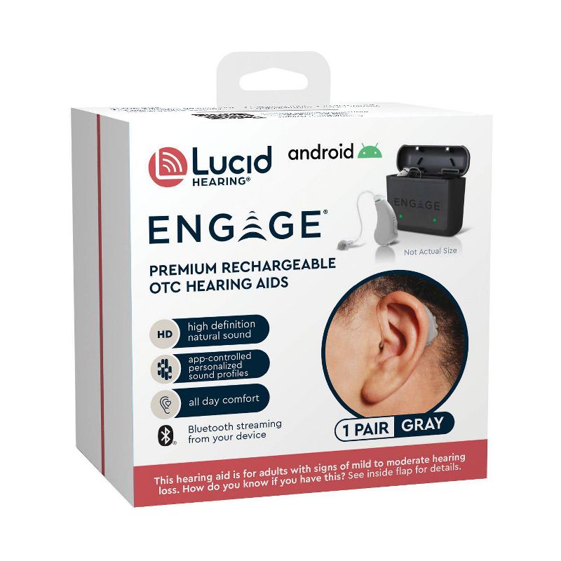Lucid Hearing Engage Rechargeable OTC with BT Streaming Android Behind The Ear Hearing Aid, 6 of 7