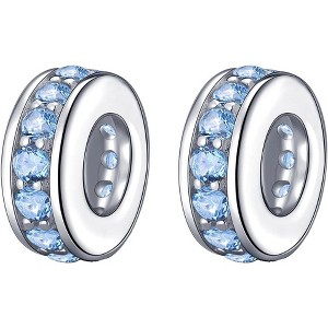 Sterling Silver Clear CZ Spacer Charm Bead for Bracelets - 1 of 4