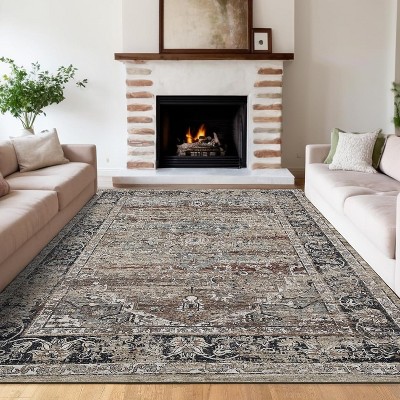 Vintage Area Rug – Stain-Resistant Non-Shedding Non-Slip Soft Carpet for Bedroom Dining Room Home Office Low Pile.
