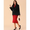 Seta T Women's Faux Fur Coat Long Sleeve Pockets Lapel Shaggy Warm Winter Overcoat Fluffy Jackets - 3 of 4