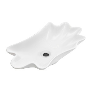 ChicFurnit Bathroom Sinks bathroom vessel sink shell shape 24in*13in Above Counter Bathroom Vanity Sink Bowl white No Darin, White, 24.41"*13"*4.73" - 1 of 4