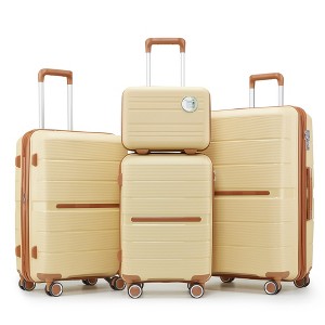 4 PCS Expandable PP Lightweight & Durable Luggage Set with 360° Spinner Wheels and TSA Lock, 14"+20"+24"+28" 4Q - ModernLuxe - 1 of 4