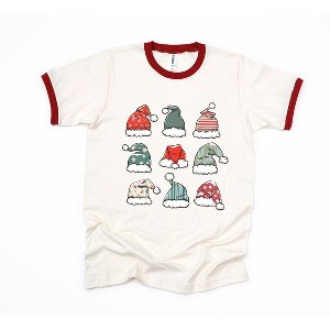 Simply Sage Market Women's Santa Hat Chart Short Sleeve Ringer Tee - 1 of 3