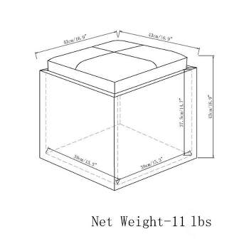 17" Townsend Cube Storage Ottoman with Tray - WyndenHall