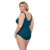 Aqua Green Women's Cinched V-Neck Shirred One Piece - 2 of 3
