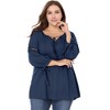 Agnes Orinda Women's Plus Size Tie Tassel V Neck Hollow Bowknot Long Sleeve Casual Blouses - 3 of 4