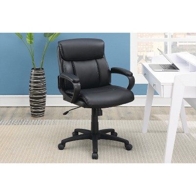 DOMETOUR 1Pc Extra Padded Cushioned Relax Office Chair Classic Look Home Work Chair Black