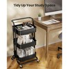 DOMETOUR 3 Tier Mesh Metal Rolling Utility Cart for Kitchen Living Room, Multifunctional Storage Cart with Lockable Wheels and Handle - 4 of 4