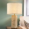 ALOADECOR 1-Light 22'' Modern Coastal  Natural Rectangular Travetine Table Lamp With Beige Linen Shade For Bedroom and Living Room - 3 of 4