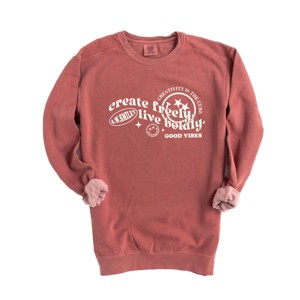 S.W.Smiley Create Freely Live Boldly - Women's Garment Dyed Graphic Sweatshirt - 1 of 4