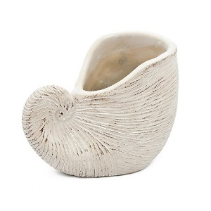 NAYSAYE Planter Sand and Cement Nautilus Shell Planter with Textured Beige Finish for Indoor Outdoor Garden, Beige, 8.5"*5.5"*6.3" - 1 of 4