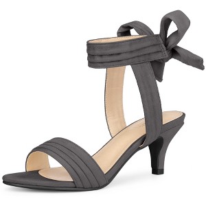 Perphy Women's Open Toe Ankle Tie Ruched Strap Bridal Kitten Heels Sandals - 1 of 4