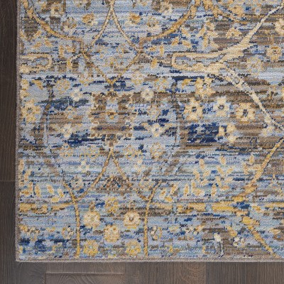 Majestic Vintage Medallion Beige & Blue Wool Blend Area Rug