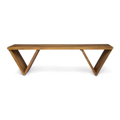 Esme Teak Finish Outdoor Acacia Wood Bench