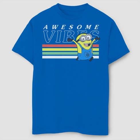 Boys Despicable Me Minions Awesome Vibes T Shirt Royal Blue Target - add me on roblox tee