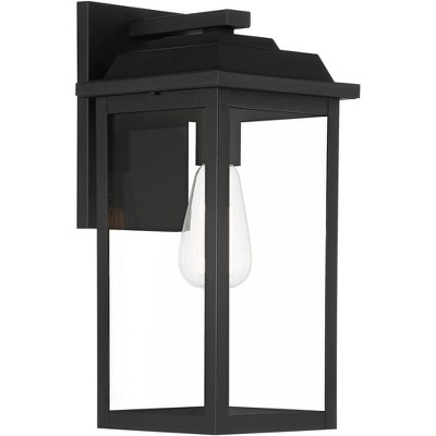 Eastcrest Textured Black Steel Outdoor Wall Light with Clear Glass Panels