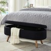 Itopfox Elegant Oval Entryway Bench with Wood Legs, Upholstered Cozy Teddy Fabric Storage Ottoman for Living Room & Bedroom - 4 of 4