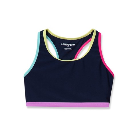 Lands' End Kids Chlorine Resistant Contrast Racer Back Bikini Top - Small - Deep Sea Navy